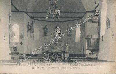 Carte postale ancienne Intérieur de l'Eglise — Bouloire (Sarthe)