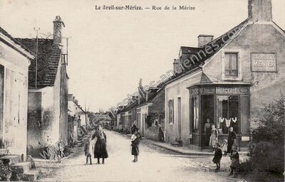Carte postale ancienne Rue de la Mérizé — Le Breil-sur-Mérize (Sarthe)