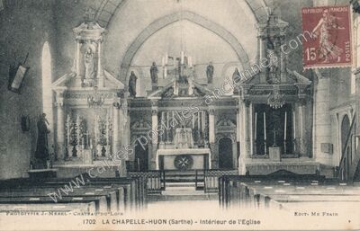 Carte postale ancienne Intérieur de l'Eglise — La Chapelle-Huon (Sarthe)