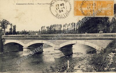 Carte postale ancienne Pont sur l'Huisp — Connerré (Sarthe)