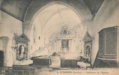 Carte postale ancienne Intérieur de l'Eglise — Cormes (Sarthe)