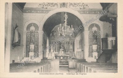 Carte postale ancienne Intérieur de l'Église — Coudrecieux (Sarthe)