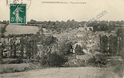 Carte postale ancienne Vue panoramique — Courdemanche (Sarthe)