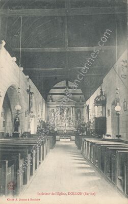 Carte postale ancienne Intérieur de l'Église — Dollon (Sarthe)