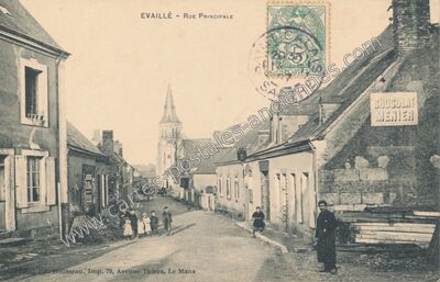 Carte postale ancienne Rue Principale — Évaillé (Sarthe)