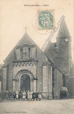 Carte postale ancienne Eglise — Gréez-sur-Roc (Sarthe)