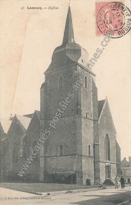 Carte postale ancienne Eglise — Lamnay (Sarthe)