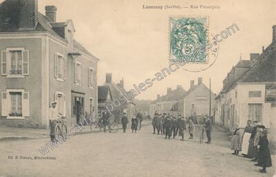 Carte postale ancienne Rue Principale — Lamnay (Sarthe)