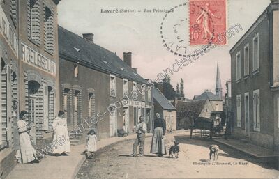 Carte postale ancienne Rue Principale — Lavaré (Sarthe)