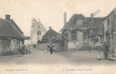 Carte postale ancienne Rue Principale — Le Luart (Sarthe)