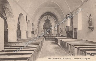 Carte postale ancienne Intérieur de l'Église — Montmirail (Sarthe)