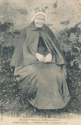Carte postale ancienne Madame Vve Heurtier, née Eléonore BERGER — Rahay (Sarthe)