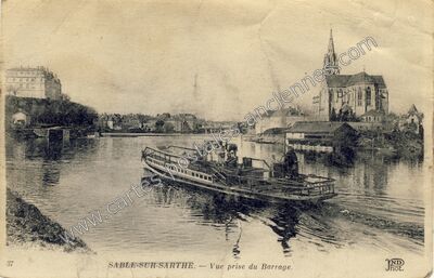 Carte postale ancienne Vue prise du Barrage — Sablé-sur-Sarthe (Sarthe)