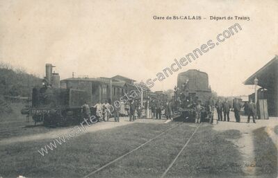 Carte postale ancienne Gare - Départ de Trains — Saint-Calais (Sarthe)