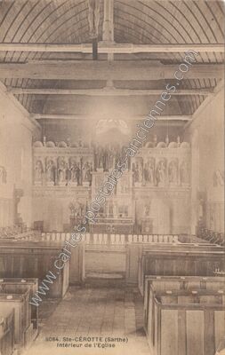 Carte postale ancienne Intérieur de l'Eglise — Sainte-Cérotte (Sarthe)