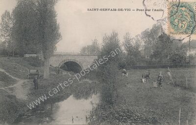 Carte postale ancienne Pont sur l'Anille — Saint-Gervais-de-Vic (Sarthe)