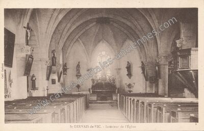 Carte postale ancienne Intérieur de l'Église — Saint-Gervais-de-Vic (Sarthe)