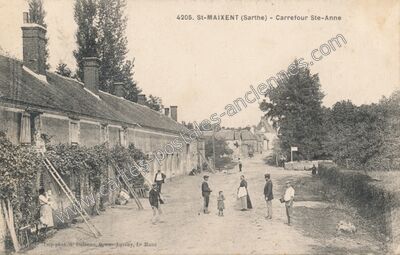 Carte postale ancienne Carrefour Ste-Anne — Saint-Maixent (Sarthe)