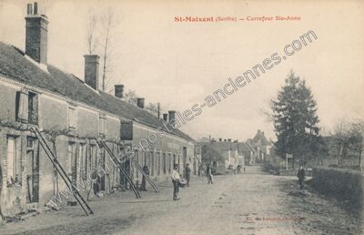 Carte postale ancienne Carrefour Ste-Anne — Saint-Maixent (Sarthe)