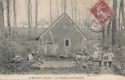 Carte postale ancienne La Fontaine de St-Quentin — Saint-Maixent (Sarthe)