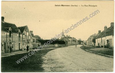 Carte postale ancienne La Rue Principale — Saint-Marceau (Sarthe)
