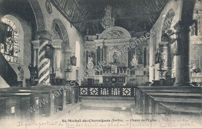 Carte postale ancienne Chœur de l'Eglise — Saint-Michel-de-Chavaignes (Sarthe)