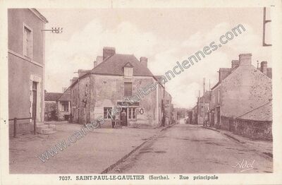 Carte postale ancienne Rue principale — Saint-Paul-le-Gaultier (Sarthe)