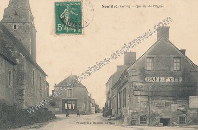 Carte postale ancienne Quartier de l'Eglise — Soulitré (Sarthe)