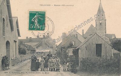 Carte postale ancienne Route d'Ecommoy — Teloché (Sarthe)