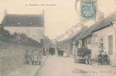 Carte postale ancienne Rue Principale — Teloché (Sarthe)