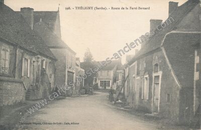 Carte postale ancienne Route de la Ferté-Bernard — Théligny (Sarthe)