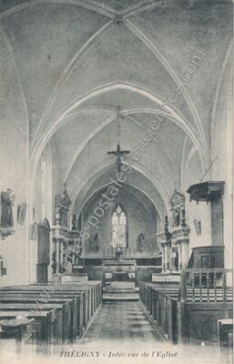 Carte postale ancienne Intérieur de l'Eglise — Théligny (Sarthe)