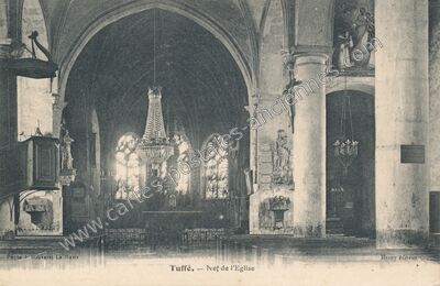 Carte postale ancienne Nef de l'Eglise — Tuffe (Sarthe)