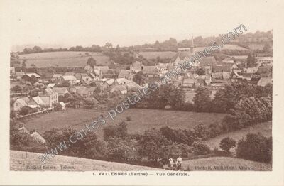 Carte postale ancienne Vue Générale — Valennes (Sarthe)