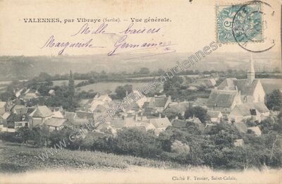 Carte postale ancienne Vue générale — Valennes (Sarthe)