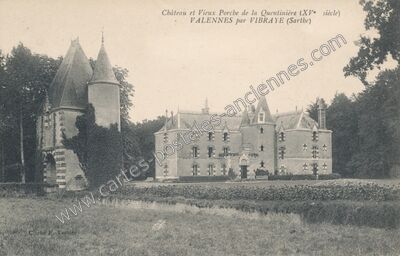 Carte postale ancienne Château et Vieux Porche de la Quentinière — Valennes (Sarthe)