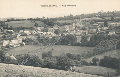Carte postale ancienne Vue Générale — Valennes (Sarthe)