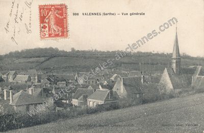 Carte postale ancienne Vue générale — Valennes (Sarthe)
