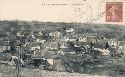 Carte postale ancienne Vue générale — Valennes (Sarthe)