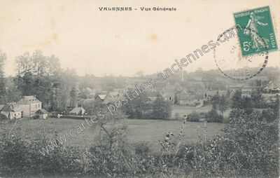 Carte postale ancienne Vue Générale — Valennes (Sarthe)