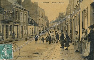 Carte postale ancienne Rue de la Rivière — Vibraye (Sarthe)