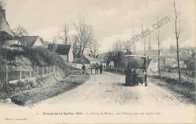 Carte postale ancienne Circuit de la Sarthe 1906 - La Sortie de Berfay, vers Vibraye par une légère côte — Vibraye (Sarthe)