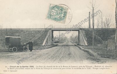 Carte postale ancienne Circuit de la Sarthe 1906 — Vibraye (Sarthe)