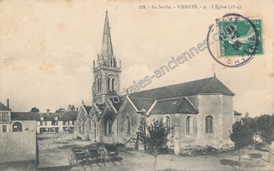Carte postale ancienne L'Église (1814) — Vibraye (Sarthe)