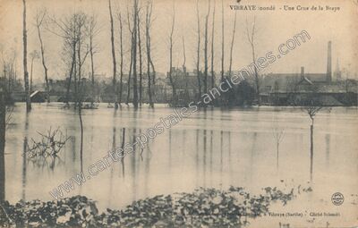 Carte postale ancienne Une Crue de la Braye — Vibraye (Sarthe)
