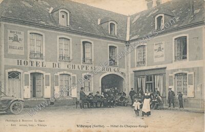 Carte postale ancienne Hôtel du Chapeau Rouge — Vibraye (Sarthe)