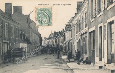 Carte postale ancienne Rue de la Rivière — Vibraye (Sarthe)