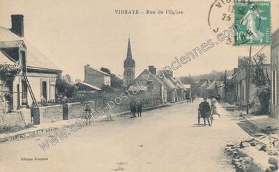 Carte postale ancienne Rue de l'Église — Vibraye (Sarthe)