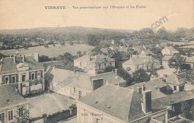 Carte postale ancienne Vue panoramique sur l'Hospice et les Écoles — Vibraye (Sarthe)