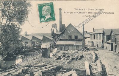 Carte postale ancienne Usine Duchesne, Fabrique de Cannes et Manches pour Parapluies et Ombrelles — Vibraye (Sarthe)